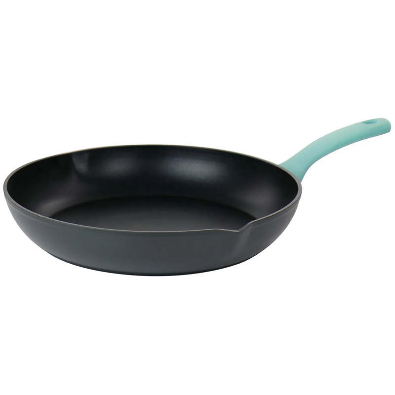 Poêle à frire antiadhésive en aluminium 9,5 pouces avec poignée en bakélite Cool-touch - Poêle ronde mouchetée pour les œufs, les nouilles et les sautés