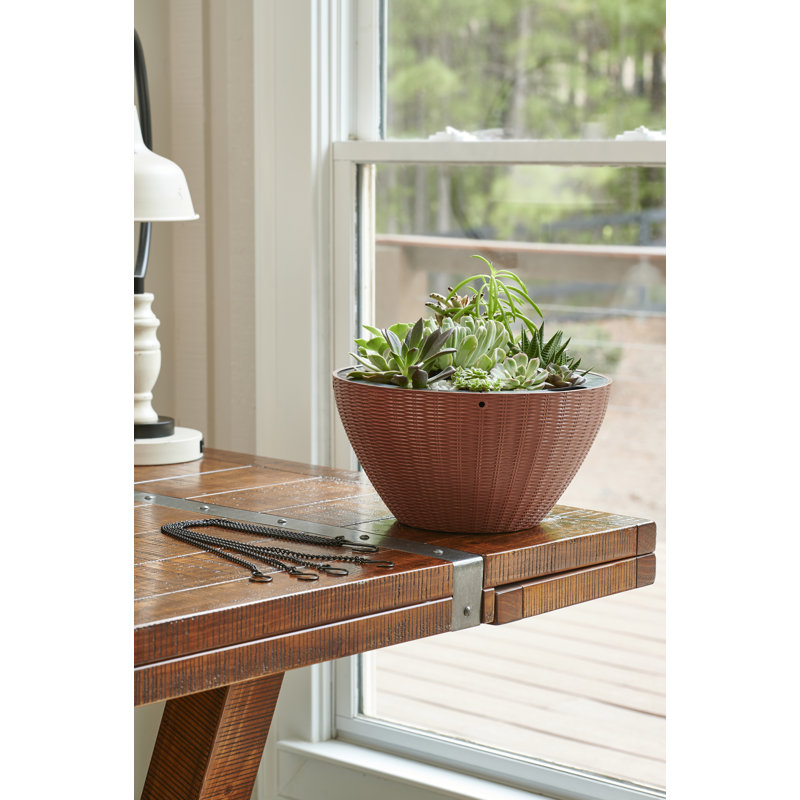 Rustic Brown High-Density Resin Self-Watering Hanging Planter