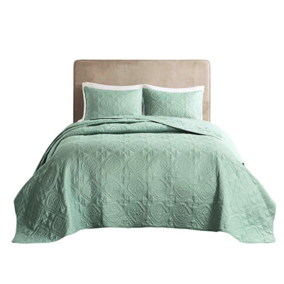 Full/Queen 3 Piece Bedspread - Filled, Medallion Vintage Appeal, Oversized For A Classic Draping, Machine Washable, 2 Shams , Funky Style, Fun