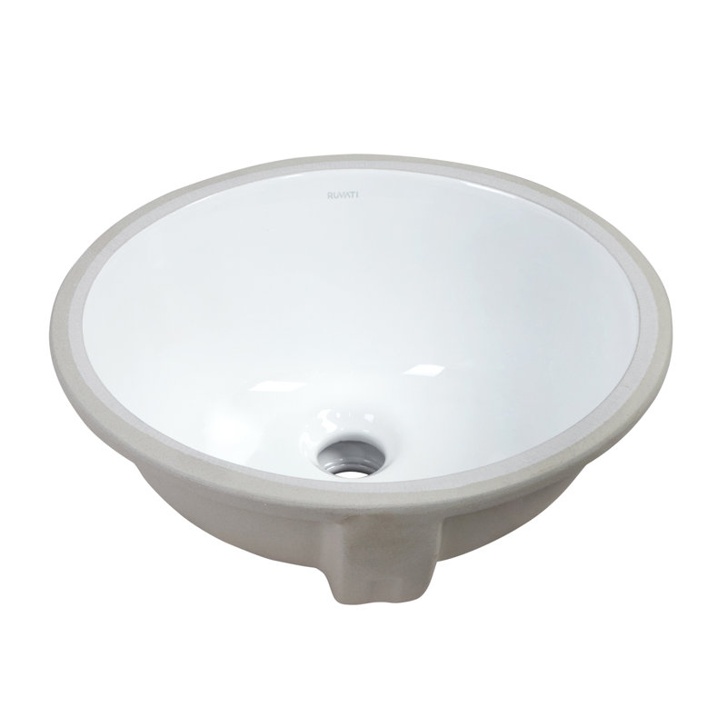 Ruvati 15 x 13 inch Undermount Bathroom Sink White Oval Porcelain Ceramic with Overflow