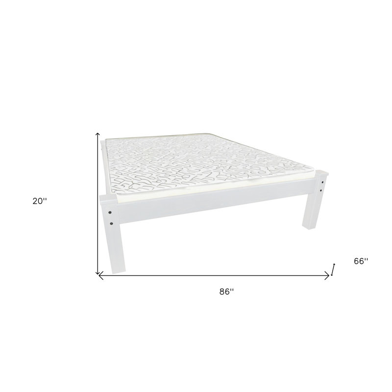 White Solid Wood Queen Bed Frame