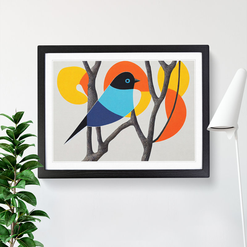 Serene Abstract Bird - Framed Print, Black , 25cm H x 34cm W x 2cm D