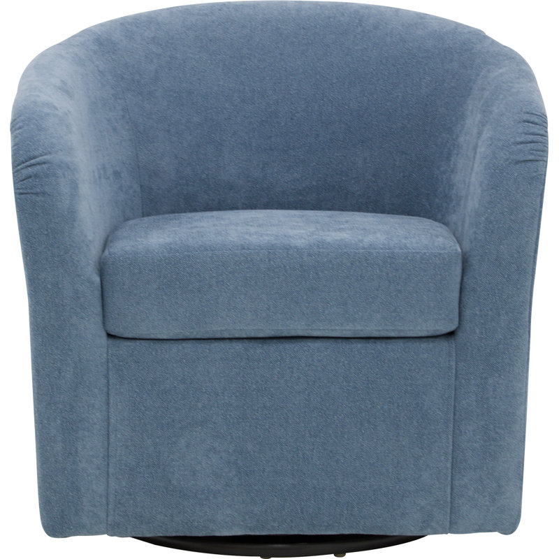Upholstered Swivel Barrel Chair, Chloe Sky Polyester Blend