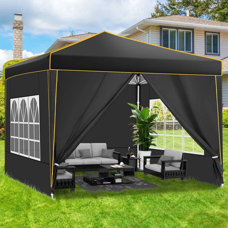  10' x 10' Pop up Canopy, UV and Rain Resistant Canopy , Black