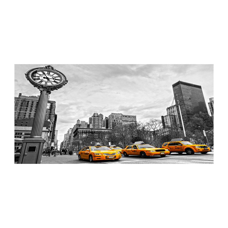 Taxis New York - No Frame Print on Canvas, 50cm H x 100cm W, No Frame