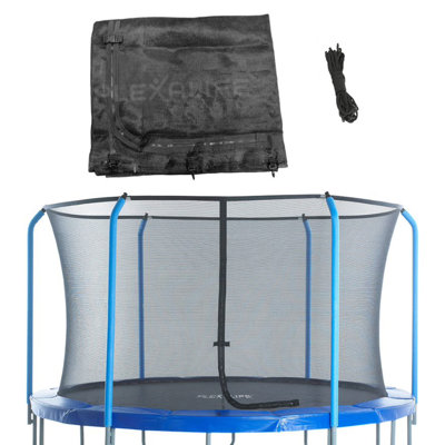 Plexalife Trampoline Net - Trampoline Safety Net Fits 12 ft Round Trampolines using 6 Curved Poles - Breathable UV and Weather-Resistant Trampoline Net Replacement for Top Ring Frame - Installs Inside of Frame - Black
