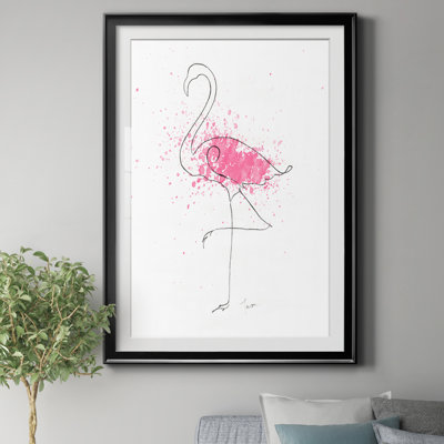 Flamingo Splash II - reproduction de photo encadrée sur papier