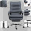 Fauteuil de bureau en microfibre à massage inclinable et chauffant, gris foncé-1278816546