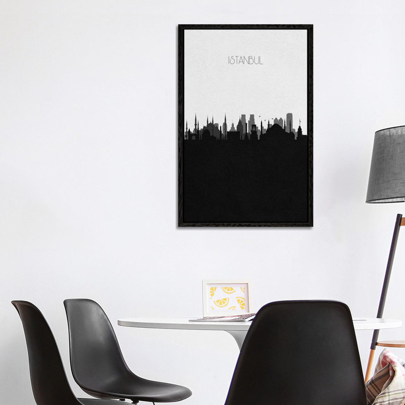 Istanbul, Turkey City Skyline by Ayse Deniz Akerman - Print on Canvas, Black Framed Canvas, 152.5 cm H x 101.5 cm W