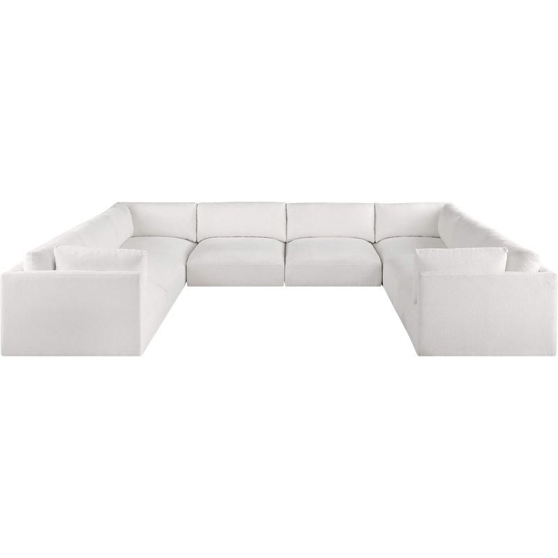 Isioma 152" Wide Reversible Modular Corner Sectional, Cream Polyester Fabric