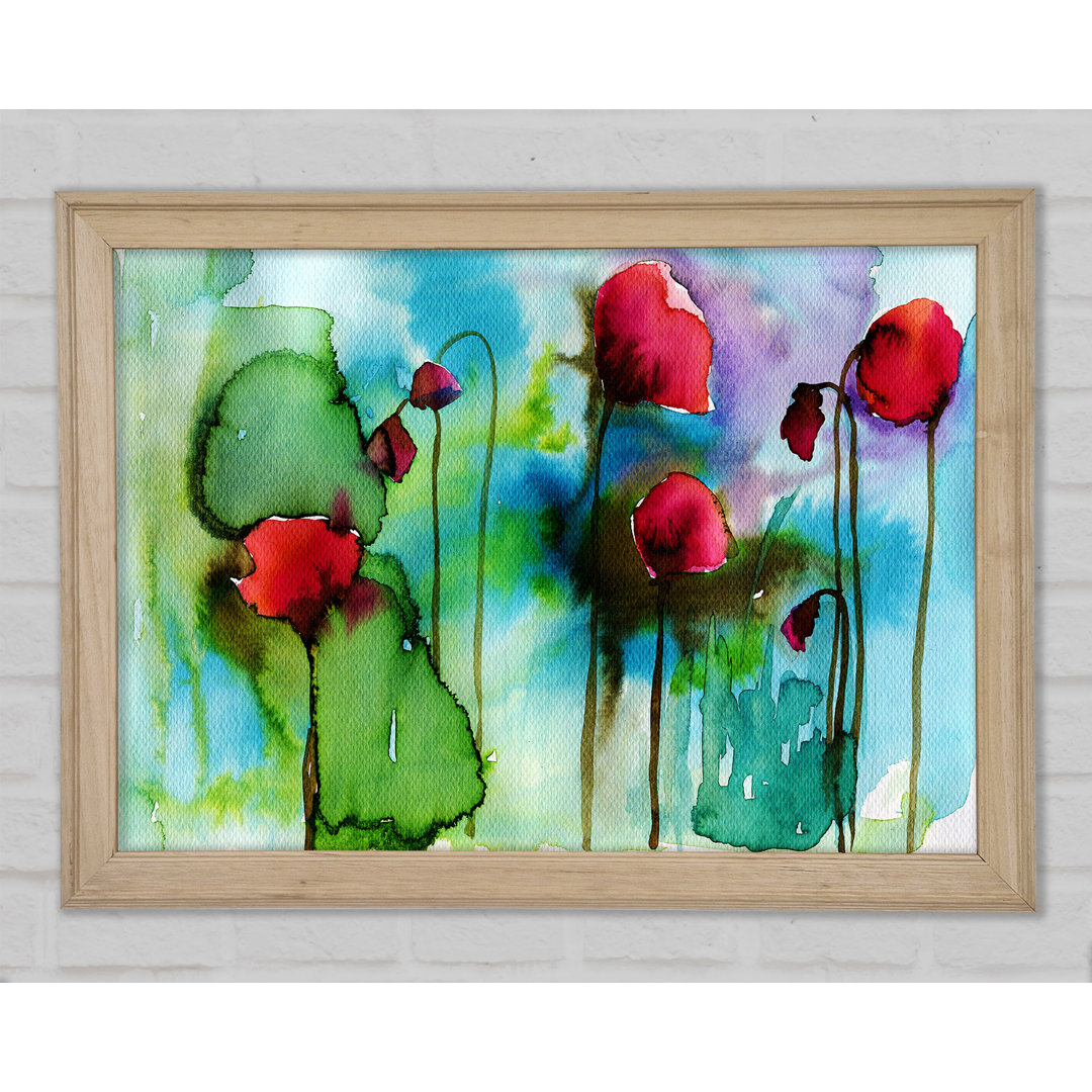 Aquarell Mohnblumen Gerahmter Druck