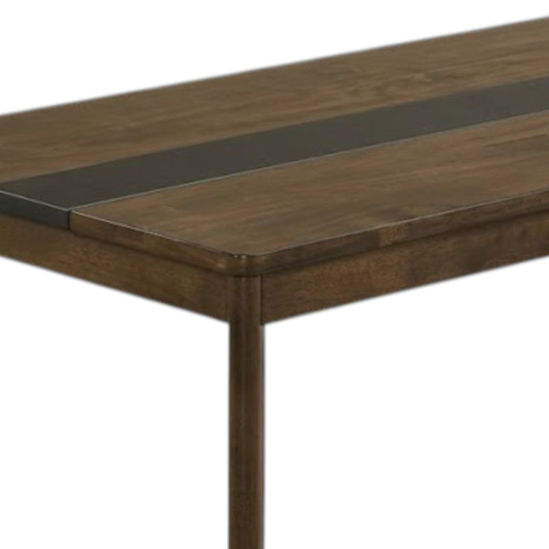 47 po. Table basse rectangulaire en bois massif clair noyer / gris avec centre encastré deux tons