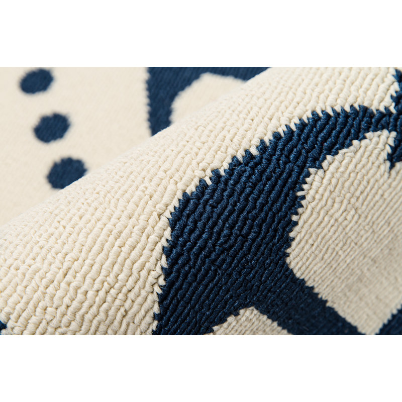 Tapis ivoire / bleu marine Yepez, Rectangle 3 pi 11 po x 5 pi 7 po