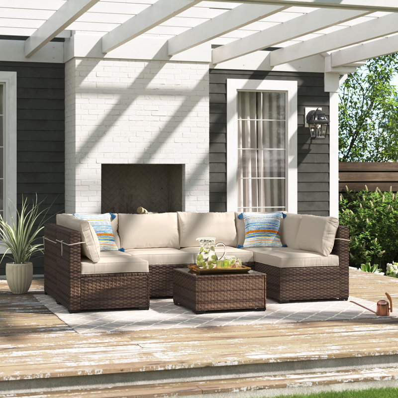 Farnum Wicker 4 - Person Patio Conversation Set with Cushions