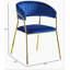 Ensemble de 2 chaises d'appoint modernes et luxueuses pour le salon et la maison, fauteuil avec pieds en métal doré, bleu