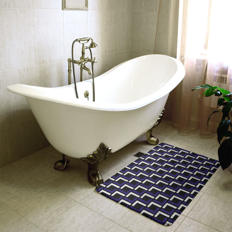 Tapis pour salle de bain Baltimore, l 17 po x L 24 po, Noir / mauve / blanc