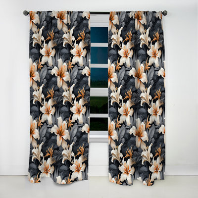 Motif tropical tropique monochrome III - Rideau floral - Rideau obscurcissant - 1 panneau
