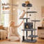 Arbre à chat multiniveaux de 170 cm avec grande niche pour chatons, tour d'intérieur beige/gris-1544635179