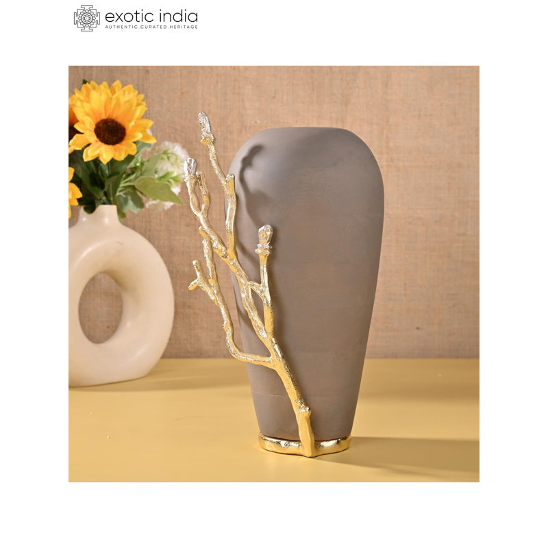 Aluminum & Wood Table Vase