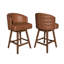 Tabouret de comptoir pivotant rembourré avec structure en bois massif et garniture cloutée (ensemble de 2)-1403625032-1403625031