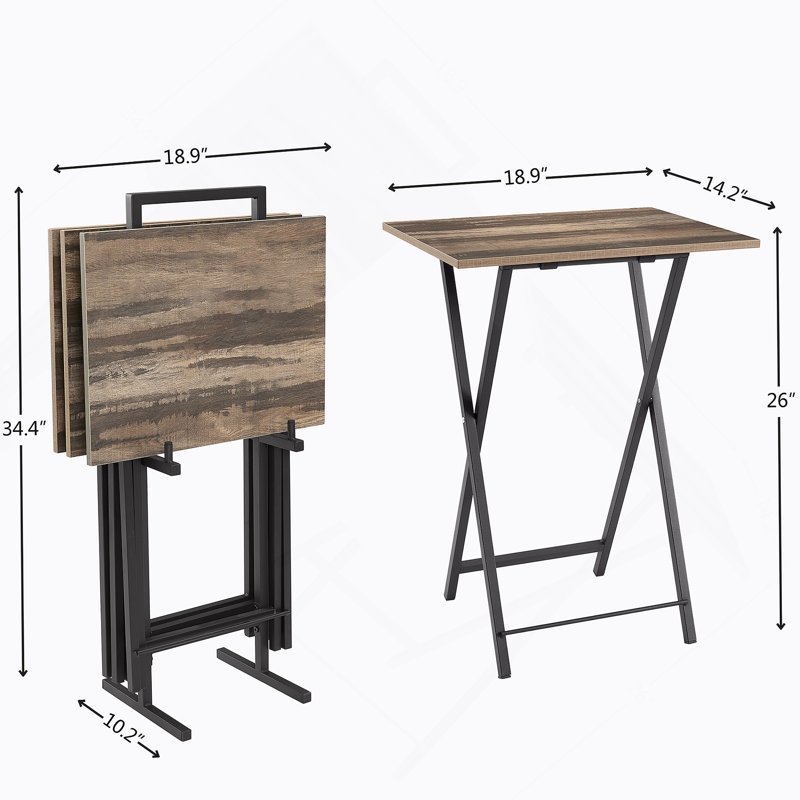 TV Trays for Eating Set of 4 with Stand,Folding TV/Snack Tray Table Set