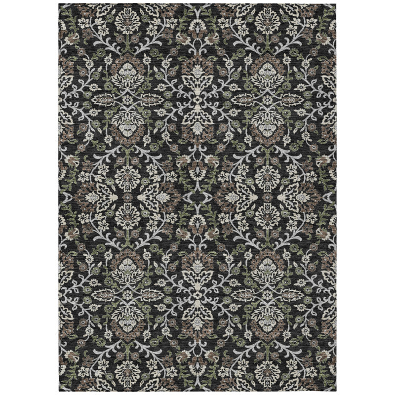 Machine Washable Indoor/Outdoor Chantille ACN2634 Global Rug, 9' x 12', Black