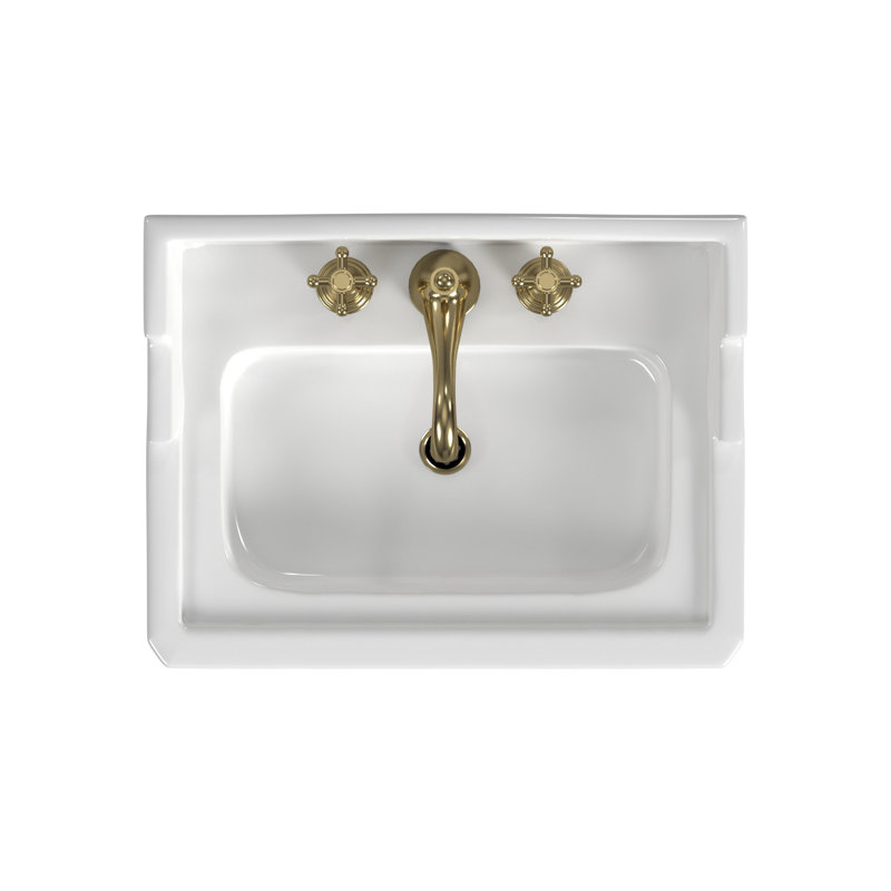 Cheviot Products Essex 24" Console Bathroom Sink with Overflow & Metal Base, Polished Brass, 8" Widespread