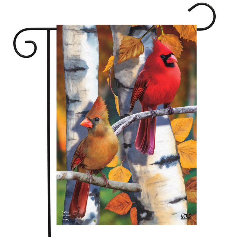Drapeau de jardin Birch Tree Cardinals Fall