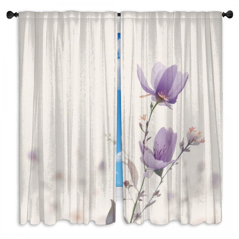 Rideaux de fenêtre mauve mauve Wildflowers, 20 po x 50 po - 2 panneaux, Room Darkening