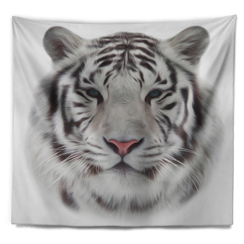 Tapisserie blanche de tigre du bengale Animal, H 32 po x l 39 po