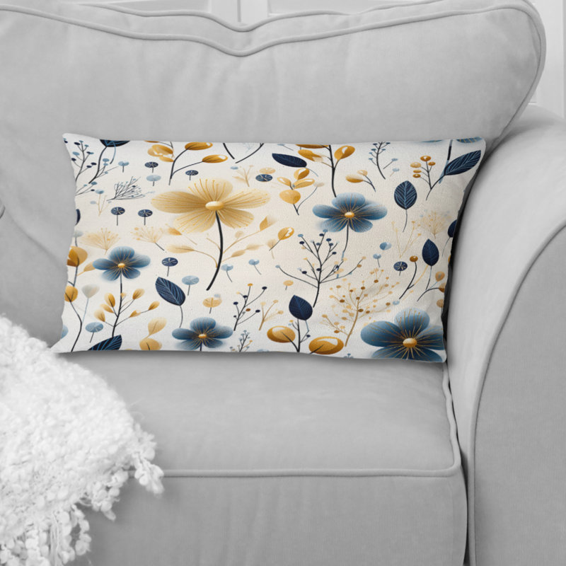 Motif floral de charme minimaliste en bleu - coussin à imprimé floral