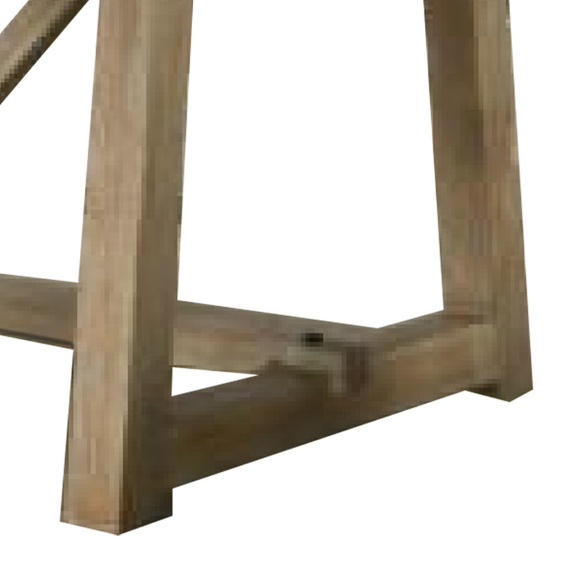 Table de salle à manger Gexy, 84 po, placage de chêne brun, base angulaire à tréteaux