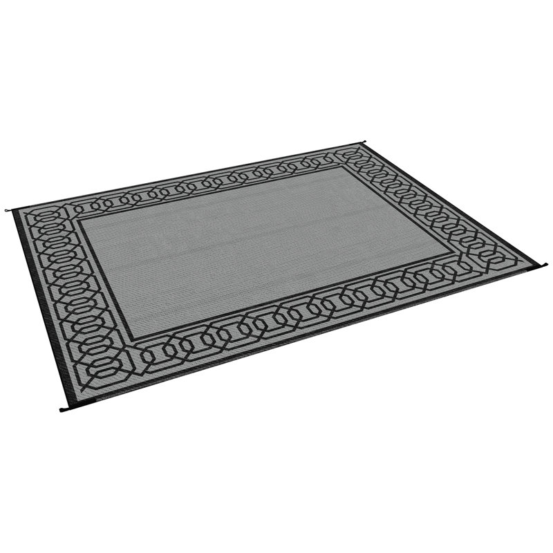 Tapis, tapis d'extérieur réversible, tapis de sol en paille de plastique imperméable, tapis de camping portable pour camping-car, grand tapis de jardin, terrasse, pique-nique, plage, bordure noire et grise