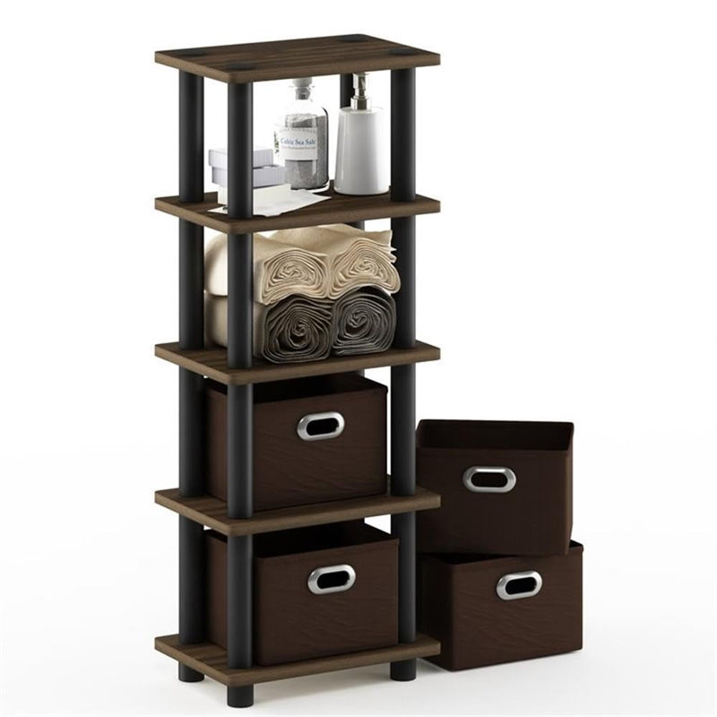 Columbia Walnut Space-Saving Rack - Stylish Open Shelf Storage Solution For Any Room