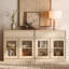Armoire d'appoint moderne avec 6 portes en verre et tiroir, commode d'appoint multifonctionnelle avec grand rangement et tablette réglable-332504400-470345746