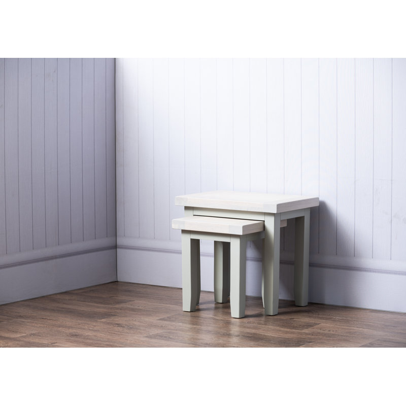 Keiser Solid Wood Nesting Tables, Misty Grey, Chalked Oak