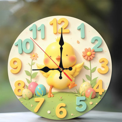 cute chick clock numbers easter eggs design