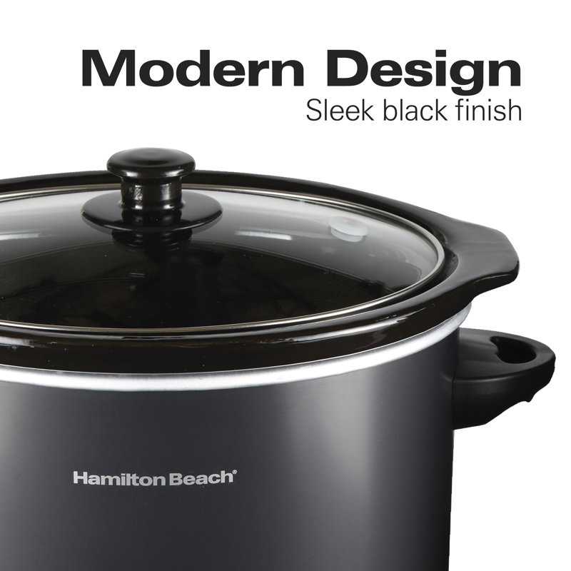 Hamilton Beach 3-Quart Black Stoneware Slow Cooker with Timer