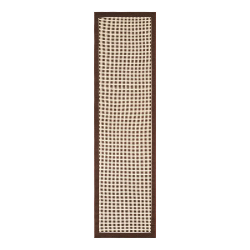 Gourlie Geometric Machine Made Power Loom Polypropylene Plastic Area Rug in Brown/Beige, Runner 2' x 5'1"