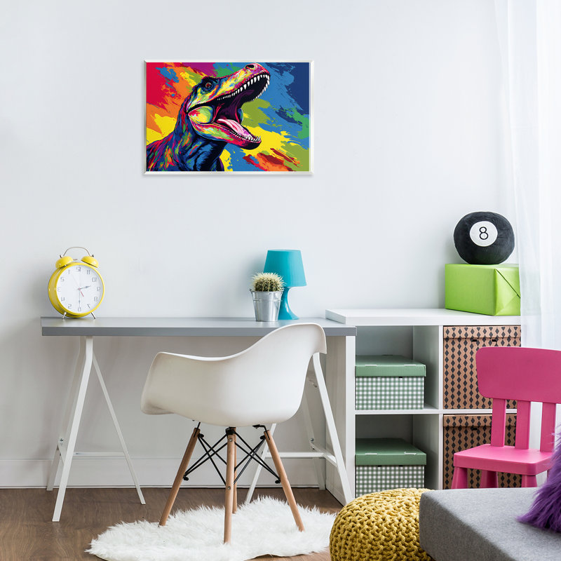 Plaque murale dinosaure aux couleurs vives, design by Creative Studio, H 10 po x l 15 po