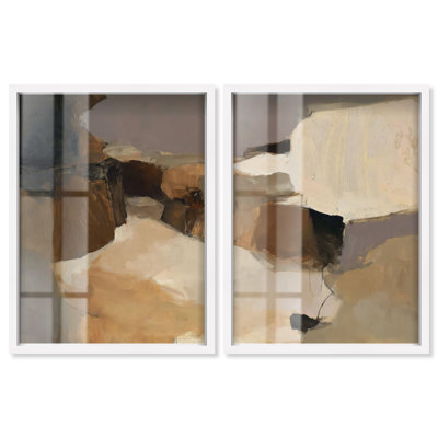 Ensemble de décoration murale bohème Desert Whispers II Shadowbox Print par Art Remedy, cadre blanc, 30 x 40