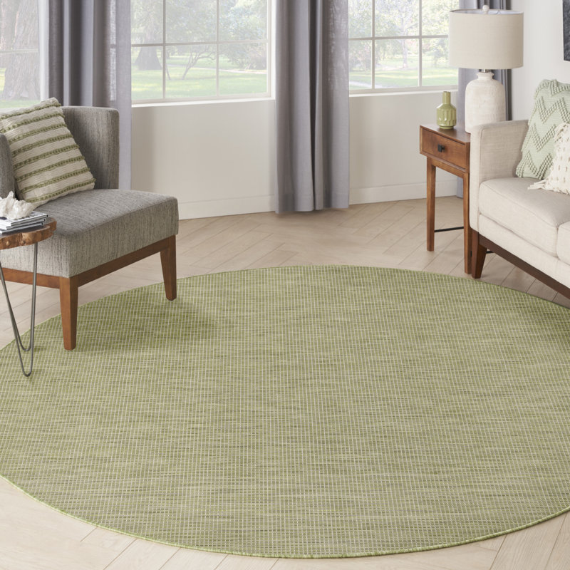 Tapis terre cuite intérieur / extérieur Lillehammer, Vert mousse, Rond 8 pi
