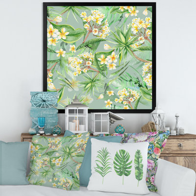 " Tropical Foliage And Yellow Flowers XIV " Painting Print