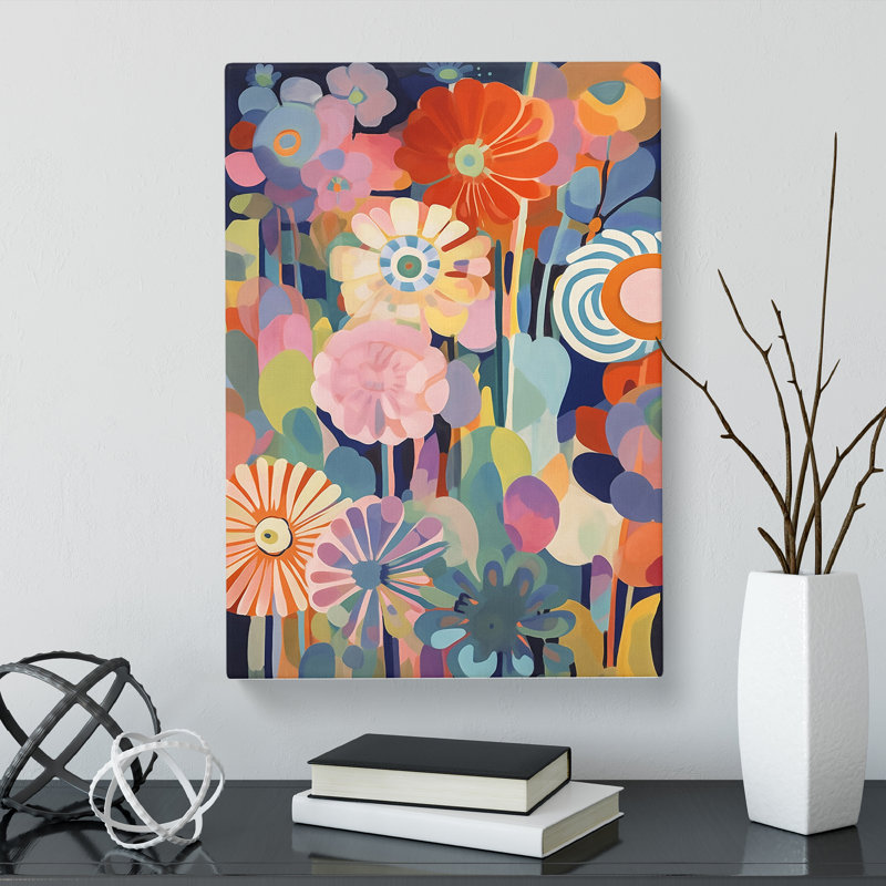 CAN-V0523-1659X Orphism Flowers Vol.7 1 Piece Wrapped Canvas Wall Art, 76cm H x 50cm W