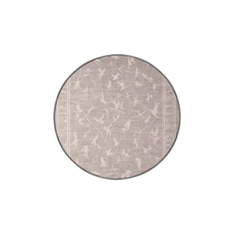 Machine Washable Gray Area Rug, Round 3'