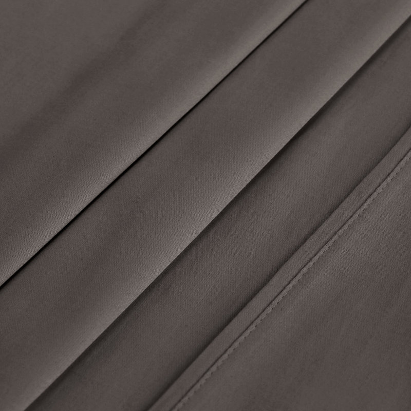 Ensemble de draps en satin de coton à densité de tissage 700 fils Verdie Écosse, Gris, Double