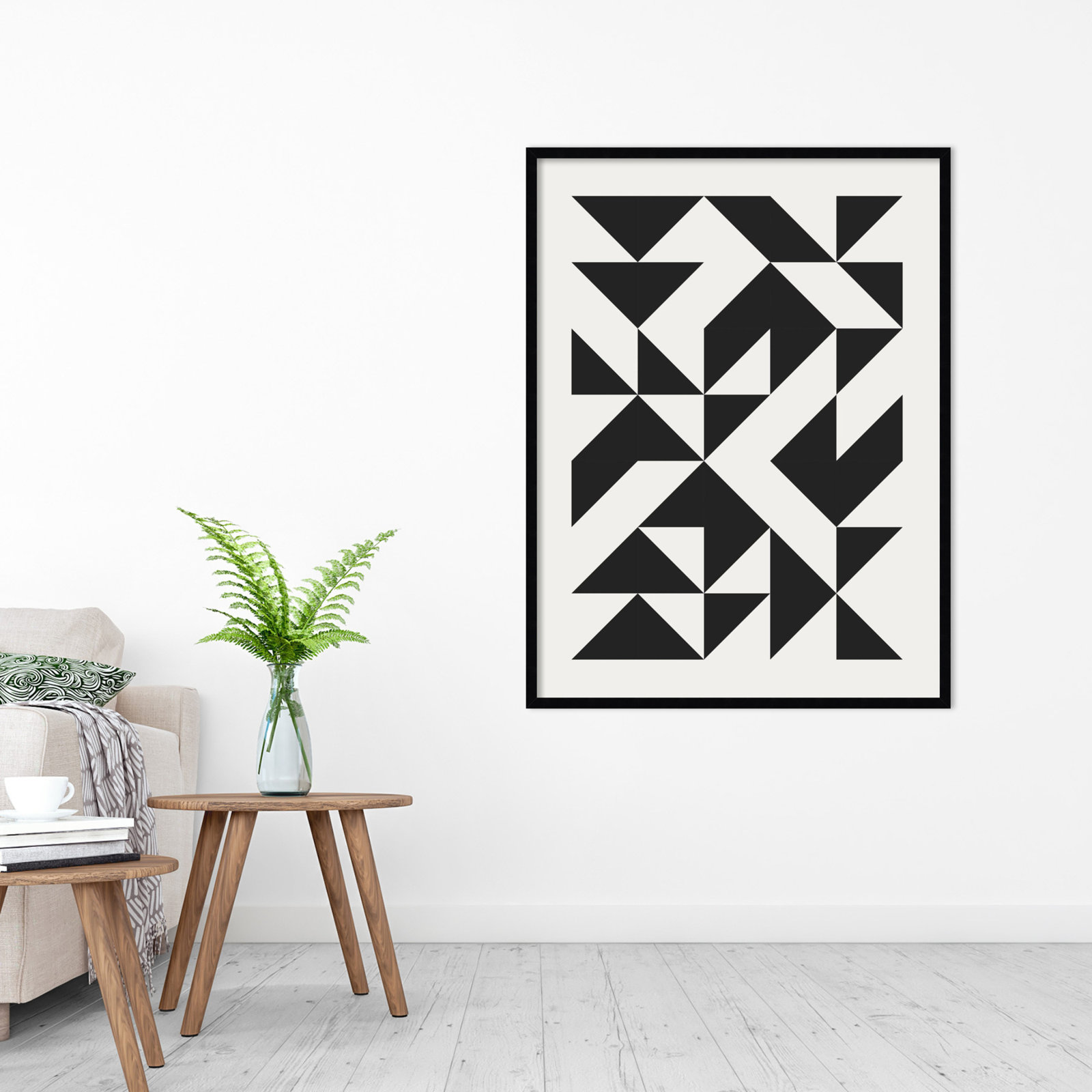 Bauhaus Barn Quilt Black Print, Black, 41" H x 31" W x 1" D