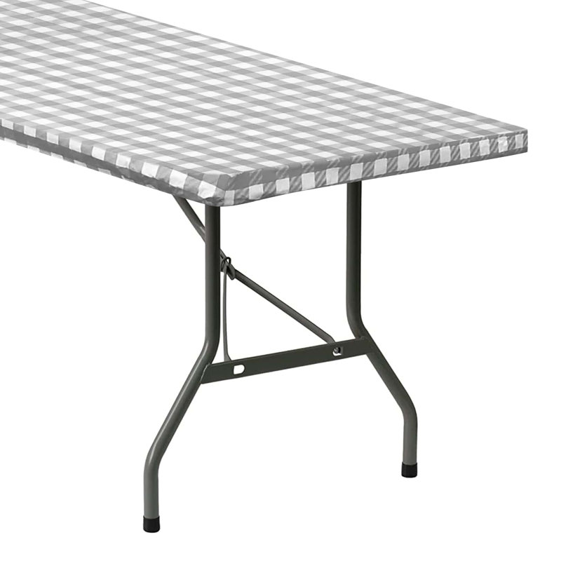 Ladarrin Vinyl Picnic Fited Tablecloth Rectangle, 72" L x 30" D, Gray