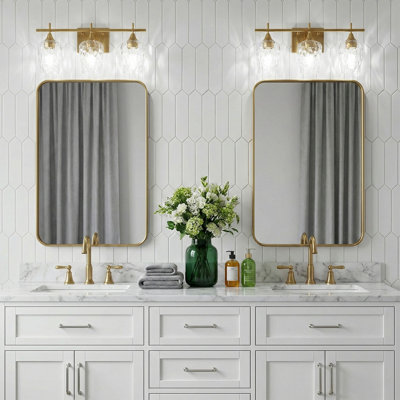 3-Lamp imitation copper dimmable transparent glass Vanity Light