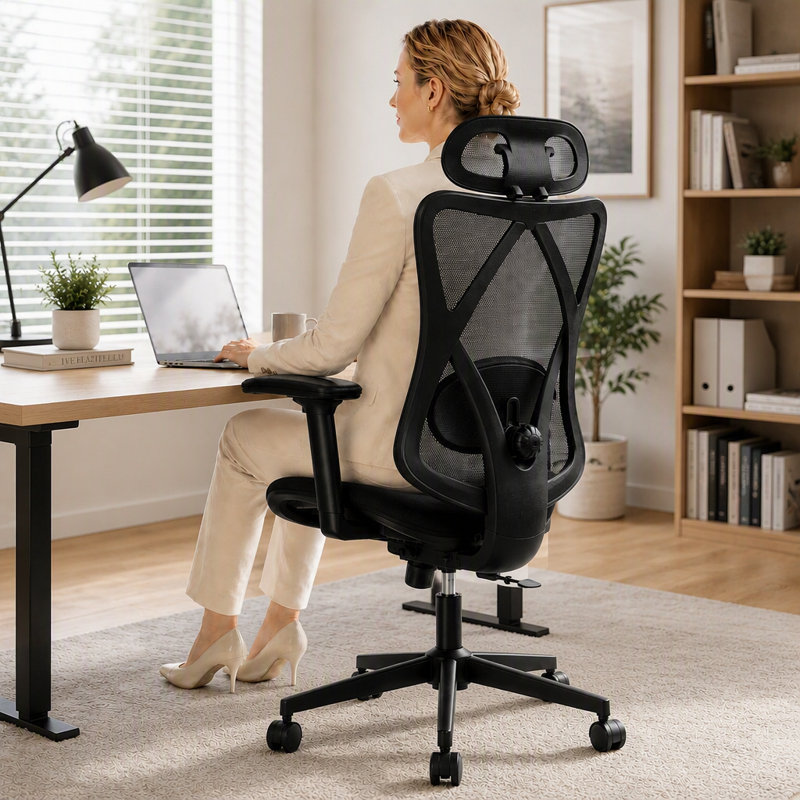 Chaise de bureau ergonomique à roulettes